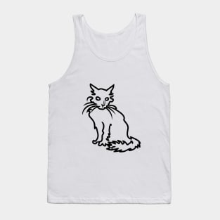 Cat Line Art Drawing Tank Top